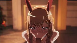 Горячая блондинка Марин в костюме кролика делает минет, а затем получает кримпай - мультфильм без цензуры - порно видео